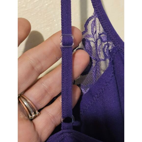 Bobbie Brooks Lace Trim Cami Tank Top Size2XL Purple Preppy Romantic Y2K - Picture 4 of 5